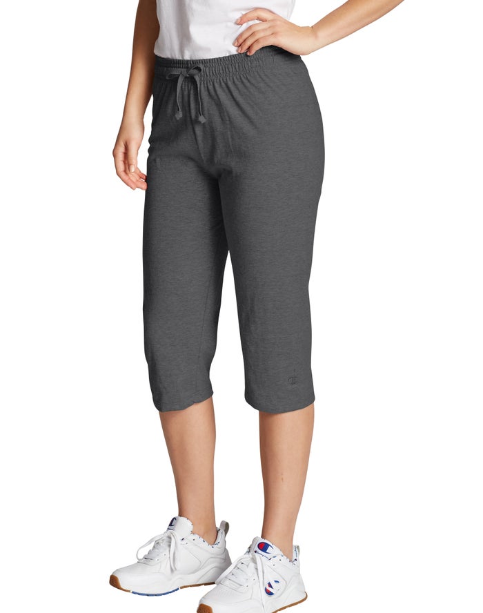 Champion Dame Bukser MørkeGrå - Classic Jersey Capris - Danmark NQI-964152